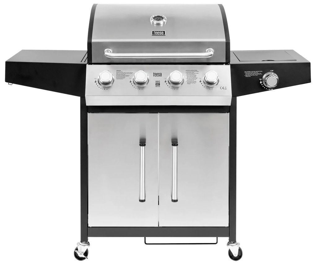 Teesa TSA0251 Plynový gril 5007 MASTER, 5 horákov, 12 kW, čierno-strieborný
