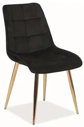Jedálenská stolička Chic Velvet II, čierna / zlatá