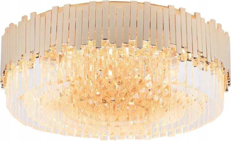 Veľký stropné svietidlo Trend, okrúhly, lesklé kryštály, zlaté odlesky, strop
