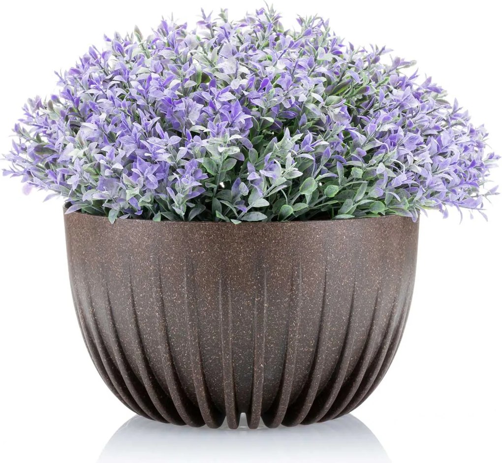 PLASTOVÝ KVETINÁČ STRIPPED ECO SADA 2KS 16X30 CM+15X24 CM TMAVOHNEDÁ