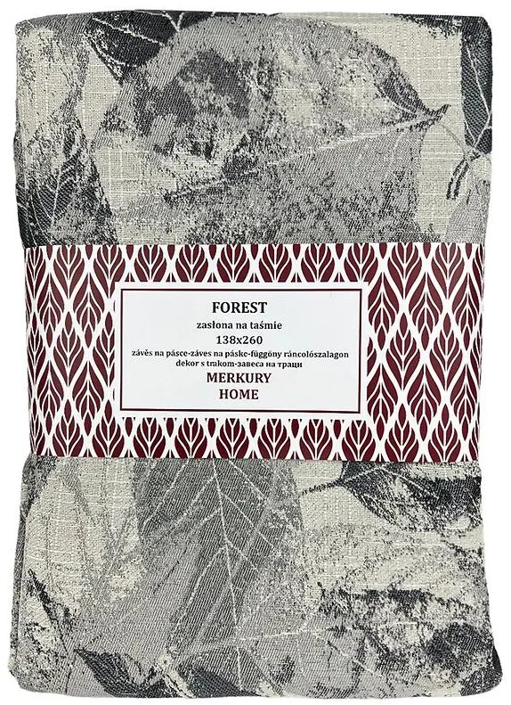 Záves Forest šedá na páske 138x260