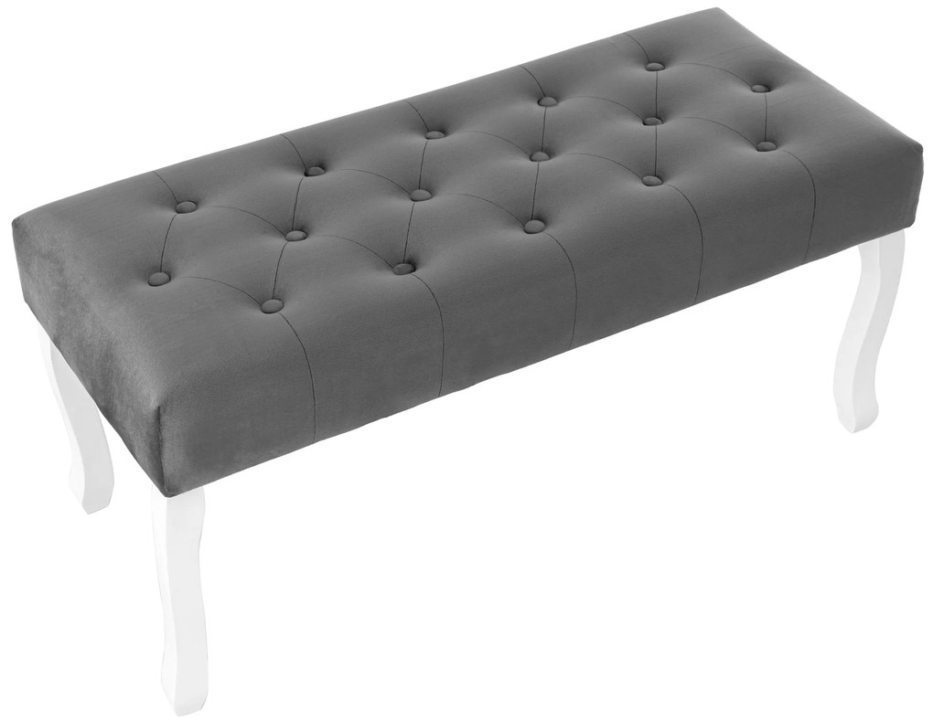 Tutumi - Prešívaná lavica 80cm v štýle Glamour 381786, šedá-biela, KRZ-06800