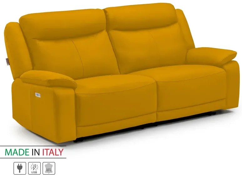 Kožená pohovka CONTINENTAL s elektrickou funkciou relax 3P, elektrické, žltá (giallo 320)
