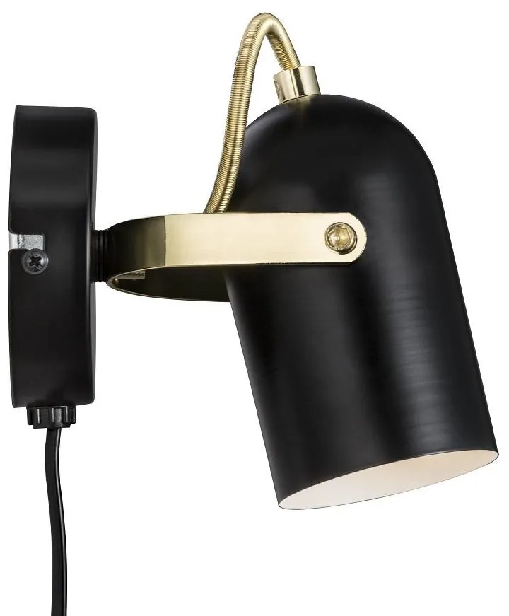 NORDLUX Nástenná lampa na čítanie s vypínačom LOTUS, 1xE14, 40W, čierna, mosadz