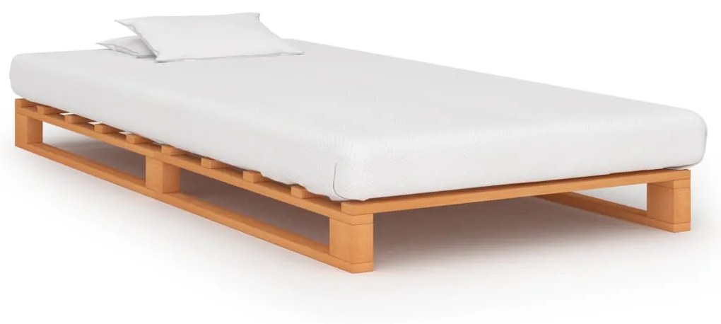 vidaXL Paletový posteľný rám, hnedý, borovicový masív 90x200 cm