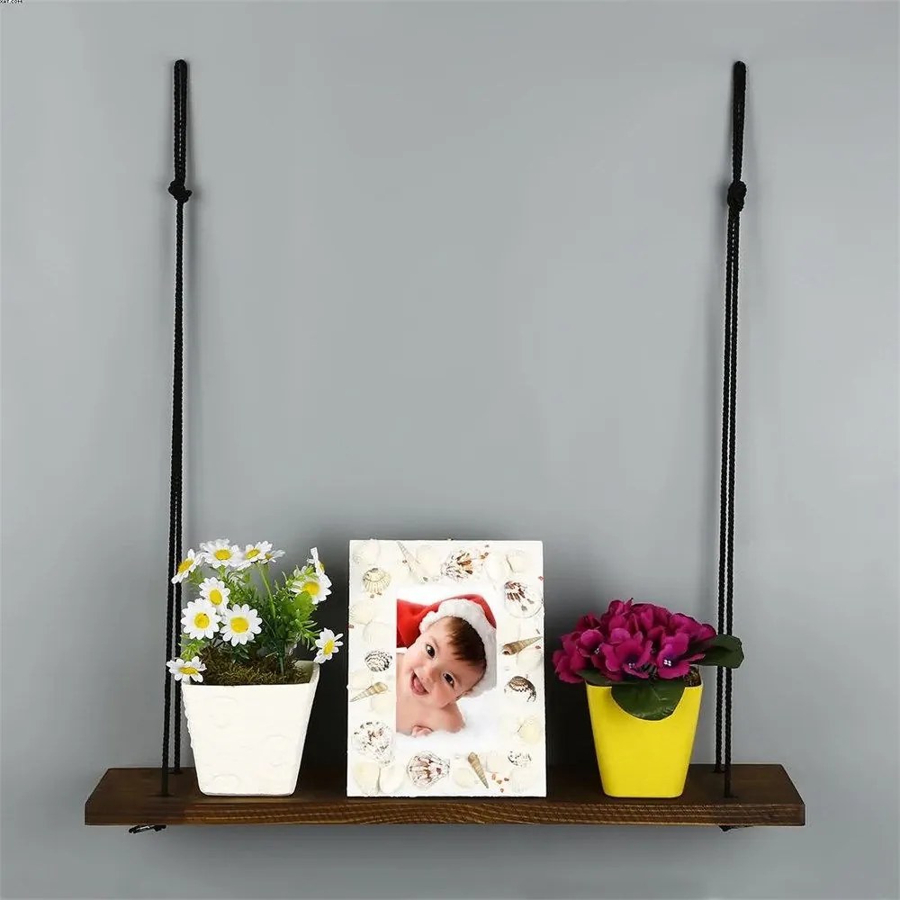 Nástenná polica HANG 60 cm orech americký/čierna