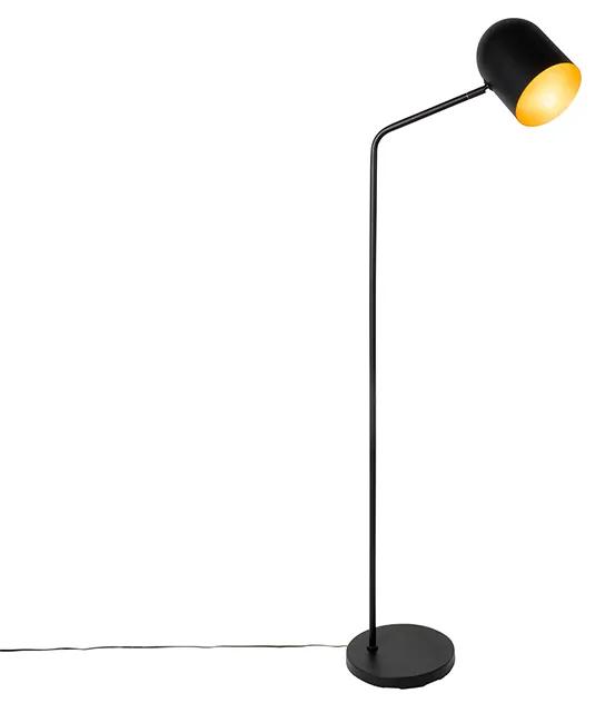 Moderná stojaca lampa čierna so zlatom - Morik