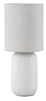 Sivá stolová lampaz keramiky a tkaniny Trio Clay, výška 35 cm