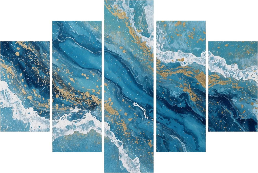 Obraz - Bledomodrý mramor so zlatom II. (150x105 cm)