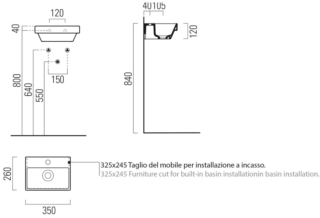 GSI GSI, NORM keramické umývadlo 35x26cm, bez otvoru, biela ExtraGlaze, 8650011