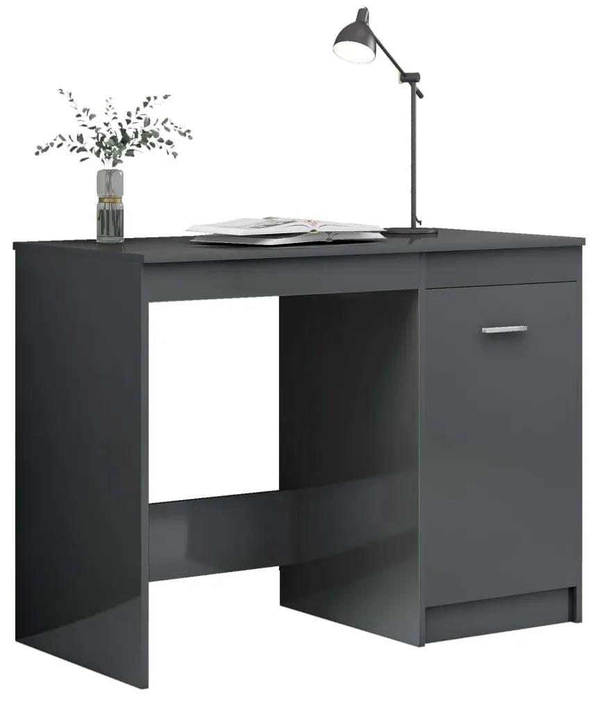 Písací stôl, lesklý sivý 100x50x76 cm, drevotrieska