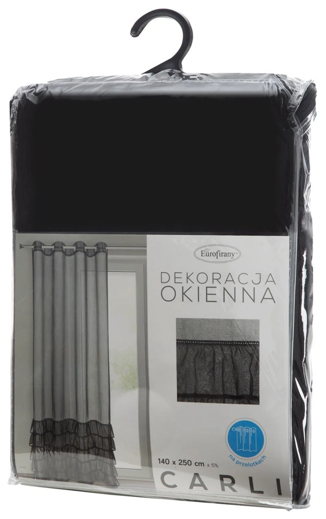 ZÁCLONA NA KRÚŽKOCH CARLI 140X250 CM ČIERNA