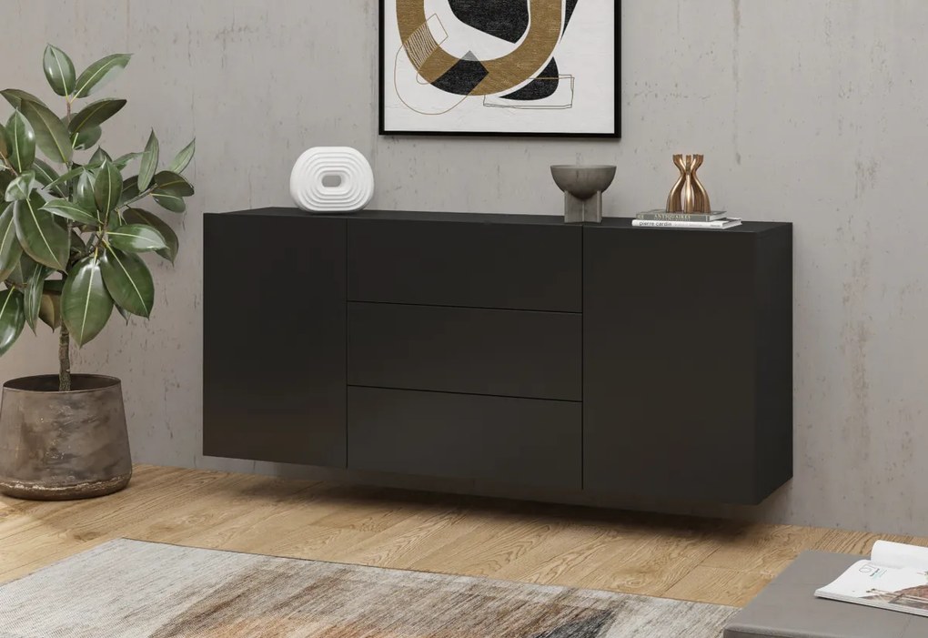 Komoda AVANA 2D3S, 140x63x35, biela/wotan dub