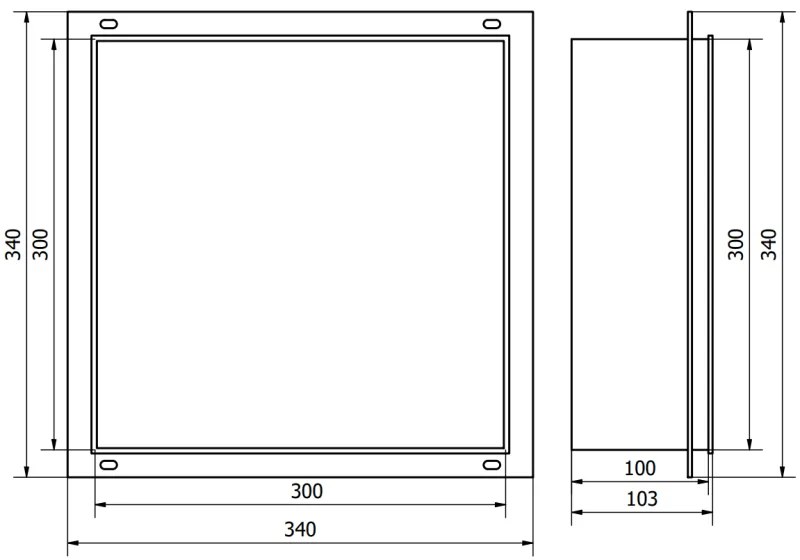 Mexen X-Wall-NR, polička na zapustenie pod obklad bez goliera 30 x 30 cm, zlatá lesklá, 1951303010