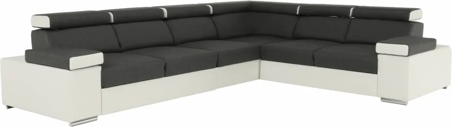 Rohová sedacia súprava, sivá/biela, ľavá, MARBELA LUX 2+3