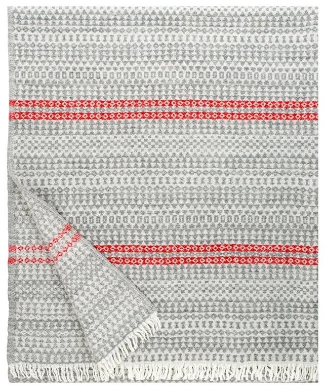 Vlnená deka Aino 130x170, sivo-červená