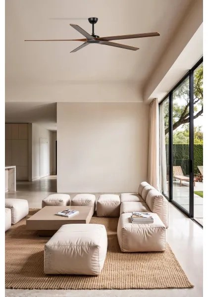 FARO 34190WT - Stropný ventilátor BIGWOOD XL borovica/čierna pr. 200 cm WT + DO