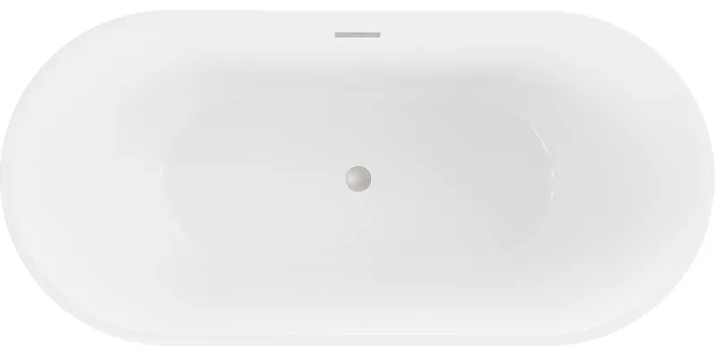 Mexen Luna, voľne stojaca vaňa 160 x 75 cm, biela-čierna, brúsená oceľ prepad, 52031607575-97