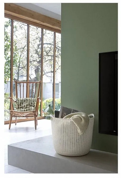 Krémovobiely úložný kôš Curver