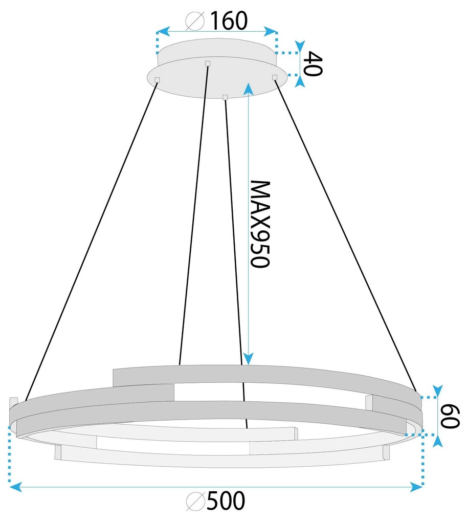Toolight Toolight, LED stropné svietidlo 50cm, 60W, 4000K, 4500lm, G127-CP, zlatá, OSW-02619