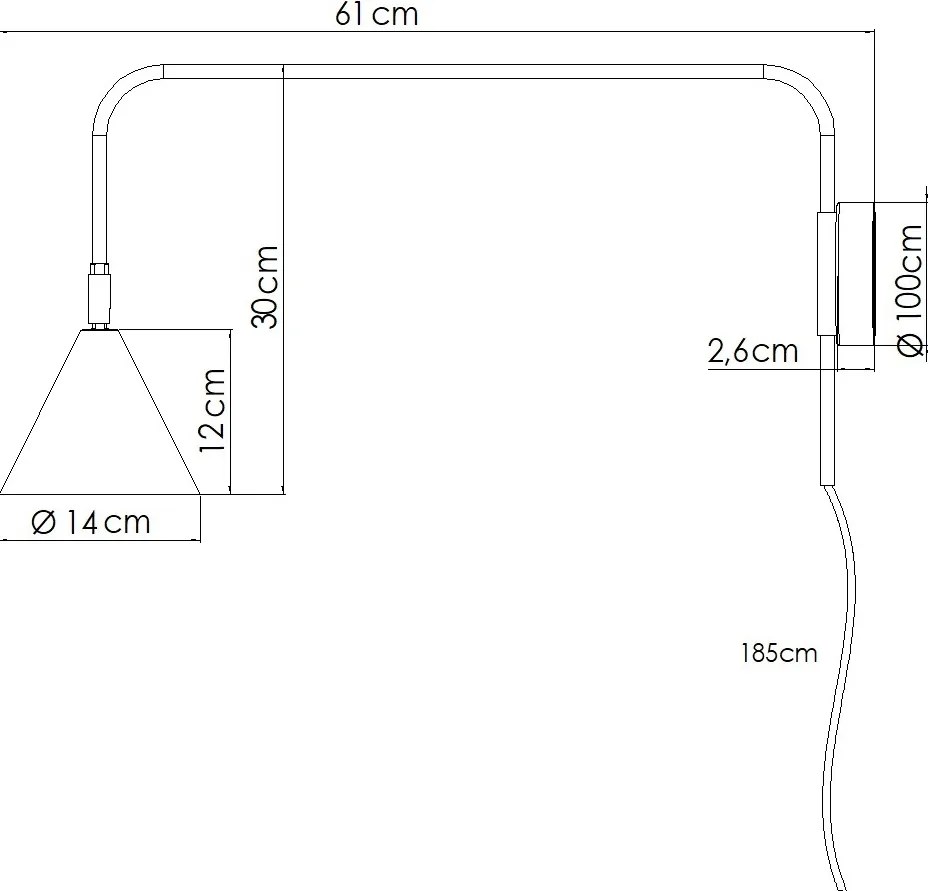 Nástenné svietidlo Nox, 1x okrovo červené kovové tienidlo, vypínač