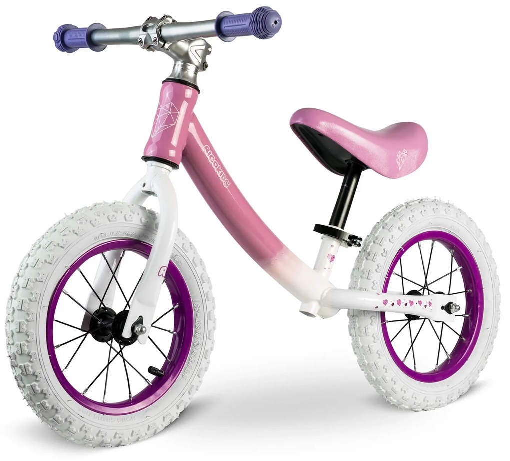 Detský balančný bicykel, Ricokids | bielo-ružový