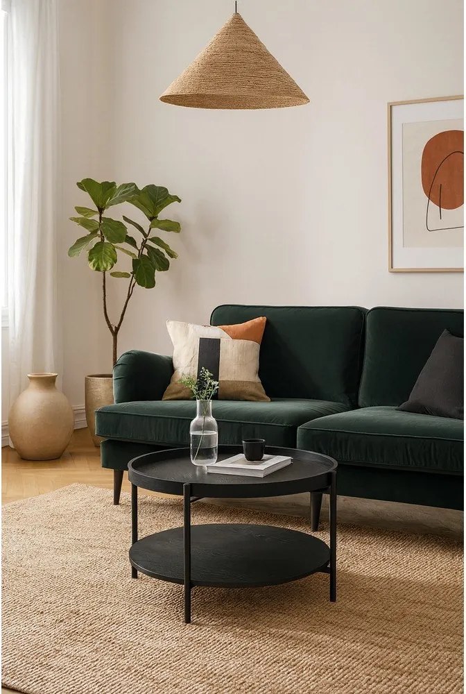 Čierny okrúhly konferenčný stolík v dekore duba ø 64 cm Hagen – Bonami Essentials