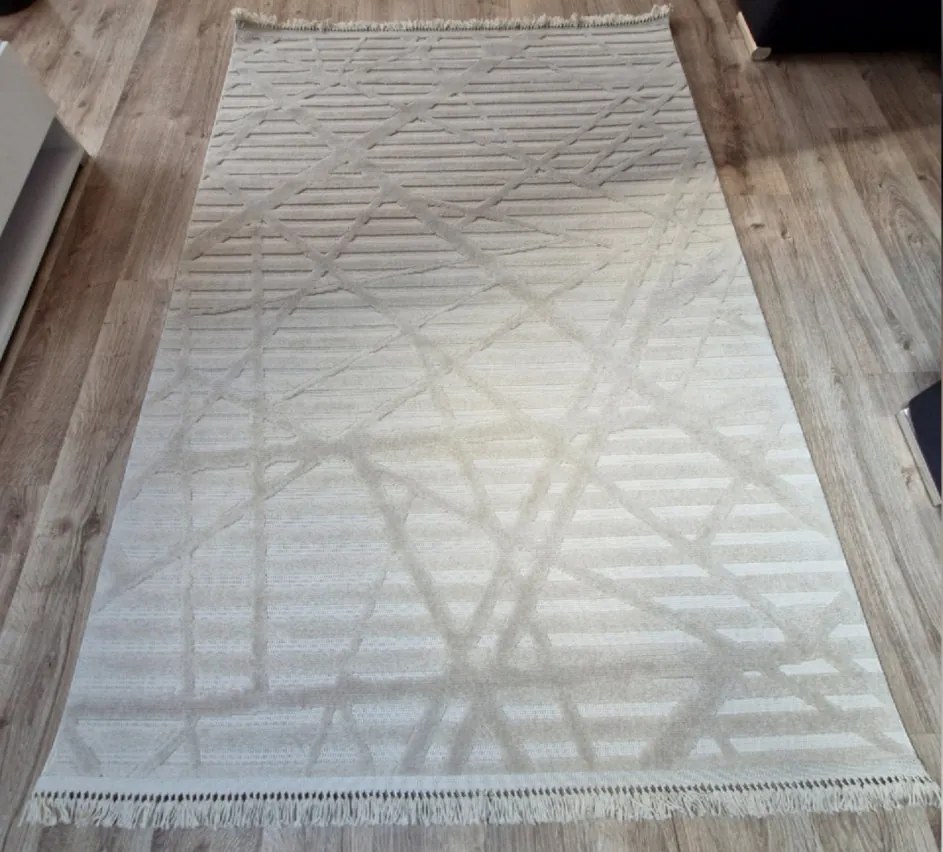 Béžový koberec s boho vzorom TWIST BEIGE 20294A – moderný štýl Rozmer: 60x100 cm