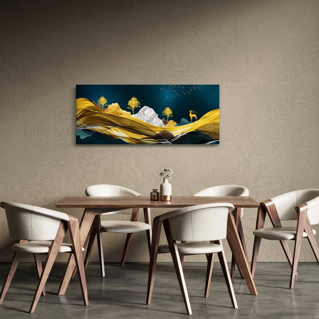 Obraz - Jeleň v krajine (120x50 cm)