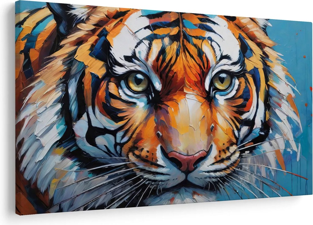 Obraz - Pohľad tigra, maľba (90x60 cm)