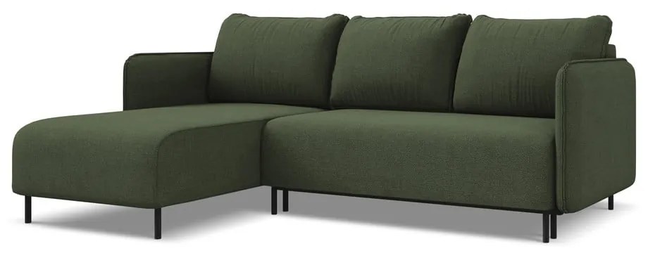 Zelená rozkladacia/s úložným priestorom rohová pohovka (ľavý roh) Luana – Makamii