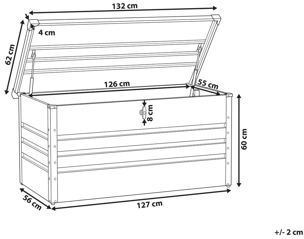 Úložný box svetlošedý 130 x 62 cm 400L CEBROSA Beliani