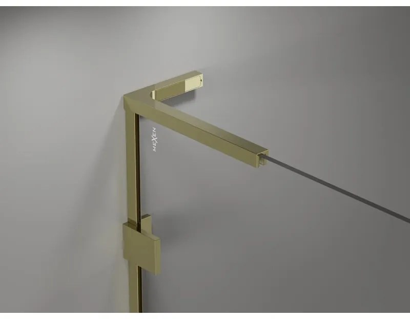 Mexen Lunar-F L, 1-krídlový sprchový kút so skladacími dverami, pravý, 100 x 90 cm, 8mm číre sklo, zlatý lesklý profil, 836L-100-090-50-00-P