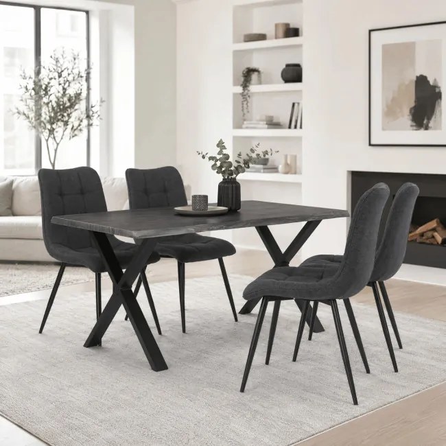 Jedálenský stôl 160x90 cm HT-F4316 GREY sivý dub / čierne nohy