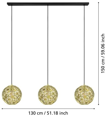 Eglo 39757 - Luster na lanku SKOURA 3xE27/60W/230V