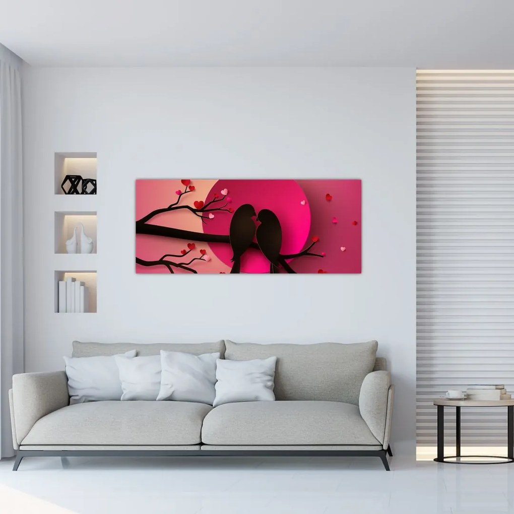 Obraz - Zamilované vtáčiky (120x50 cm)
