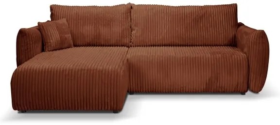 Univerzálna rozkladacia rohová sedacia súprava do tvaru L s úložným priestorom FRIDA, hnedá