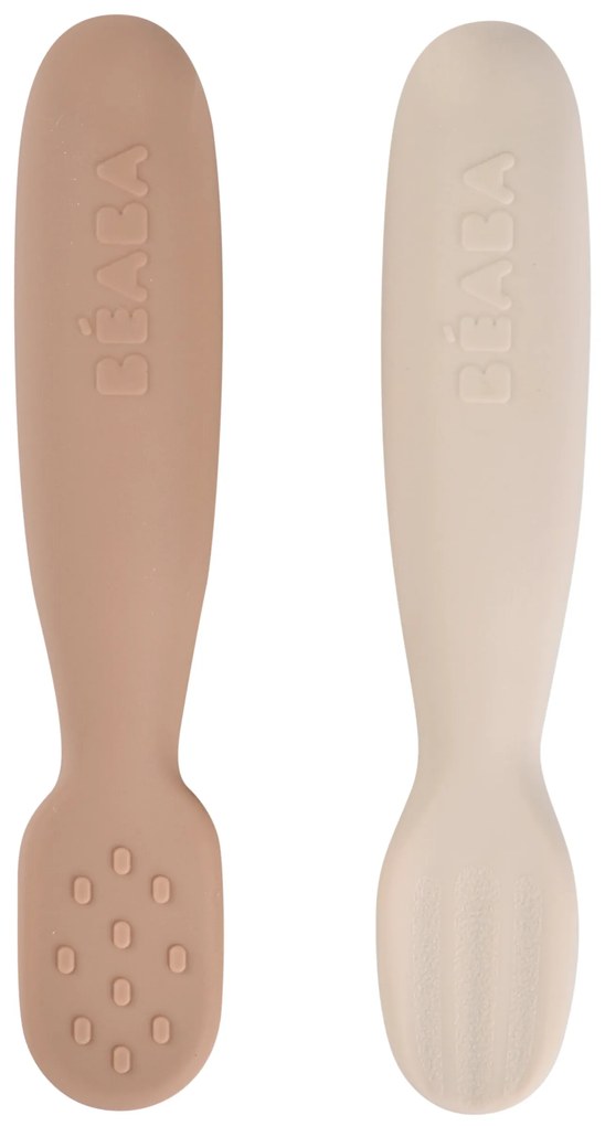 Prvé trénovacie lyžičky silikónové 2 ks Praline / Clay