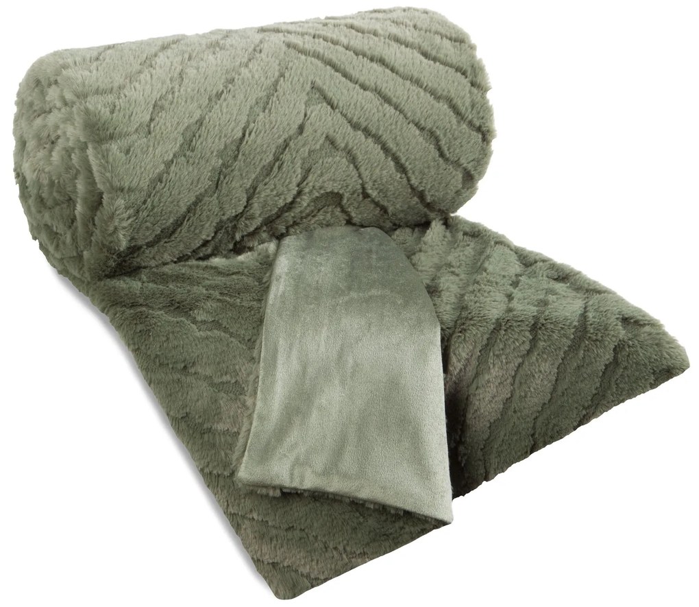 CHLPATÁ DEKA KATE 150X200 CM OLIVOVÁ