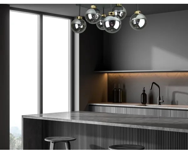 Prisadený luster DEA 6xE14/60W/230V čierna/zlatá/dymová čierna