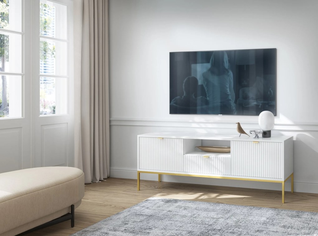 Televízny stolík Nova 154 cm biely/zlatý