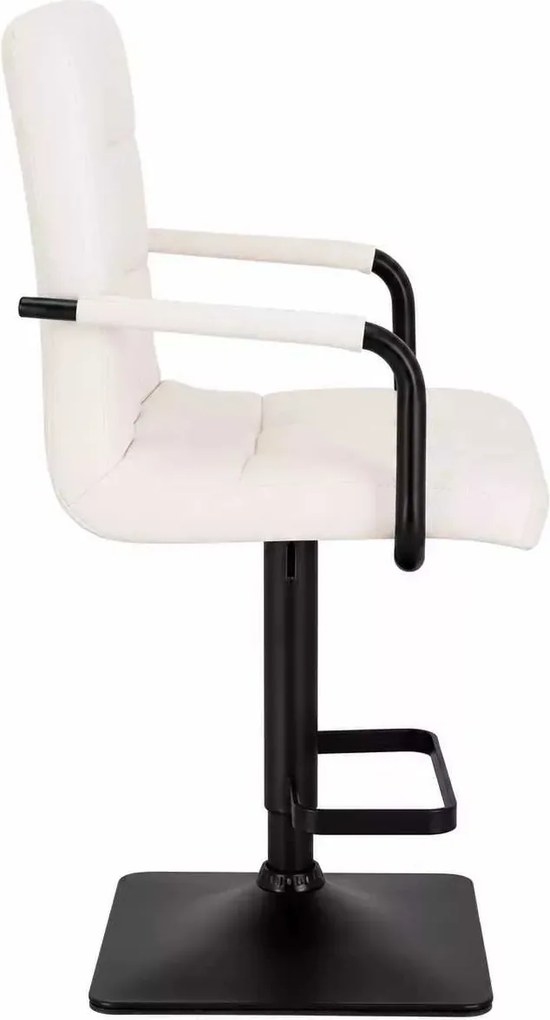 LuxuryForm DESIGN Barová stolička VERONA BLACK na čiernej hranatej podstave - biela