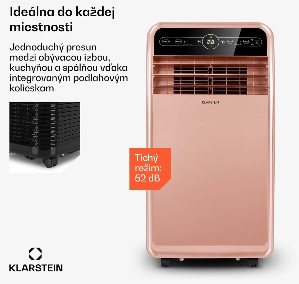 Klarstein Metrobreeze New York Smart 12k, mobilná klimatizácia, 12 000 BTU/3,5 kW, A, diaľkový ovládač, ružovozlatá