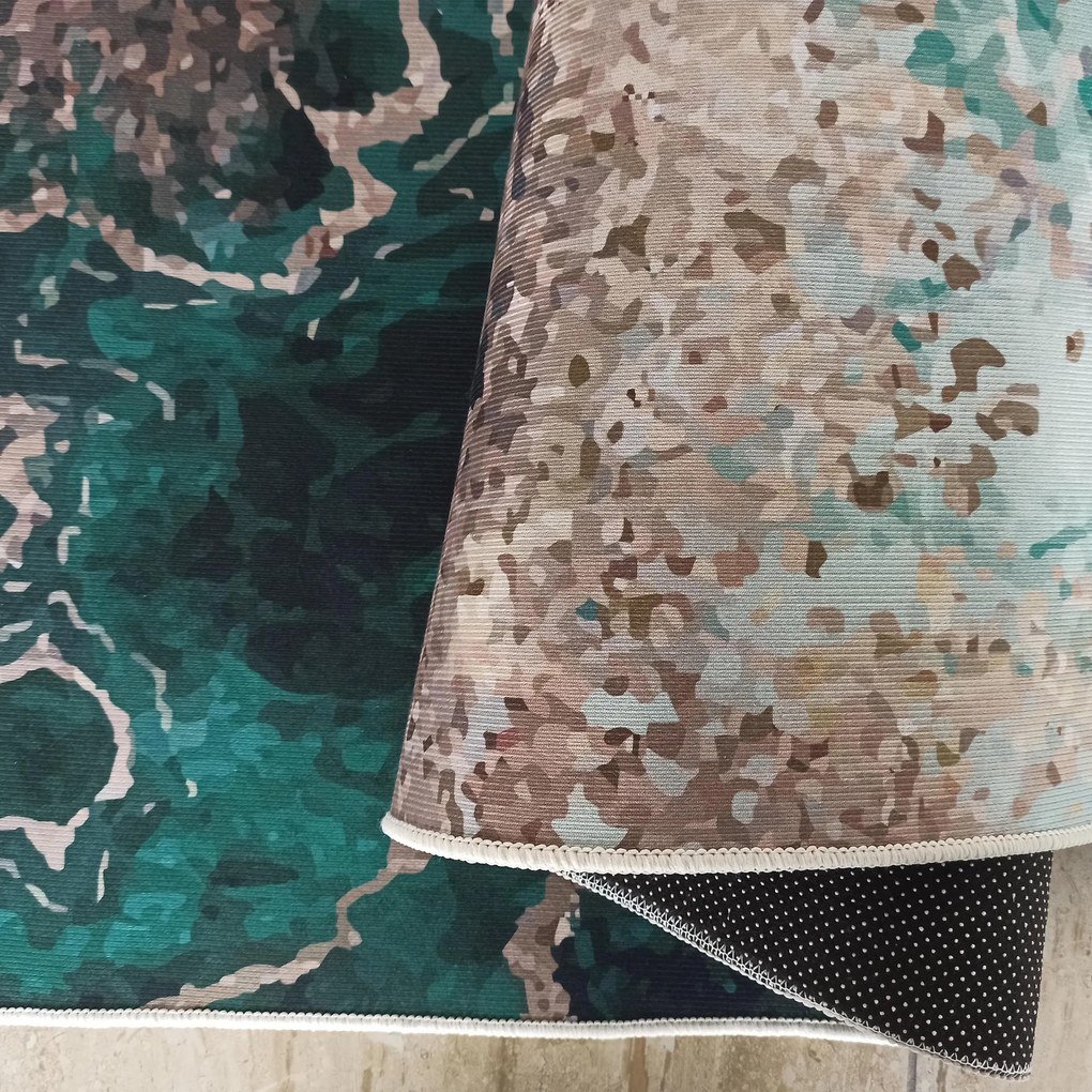 DY Zelený koberec s abstraktným vzorom Horeca-New 111 Rozmer: 60x100 cm