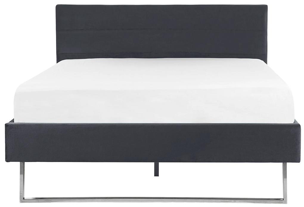 Zamatová posteľ 140 x 200 cm sivá BELLOU Beliani
