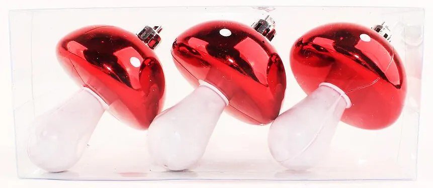 Vianočná guľa hríb 7 cm 3 ks 46906