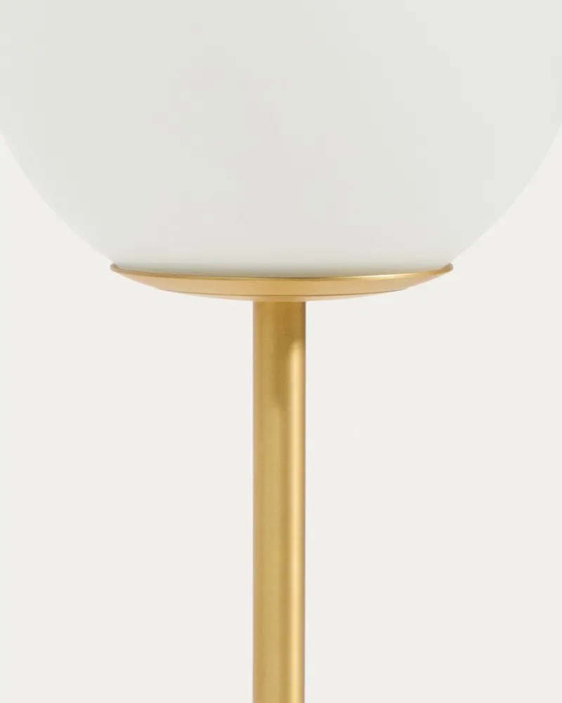 Biela/v zlatej farbe stolová lampa so skleneným tienidlom (výška 35 cm) Brisia – Kave Home