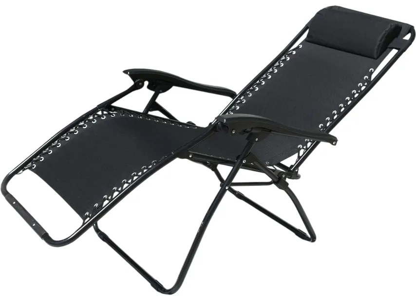 Záhradné plážové relaxačné kreslo Regina, čierna