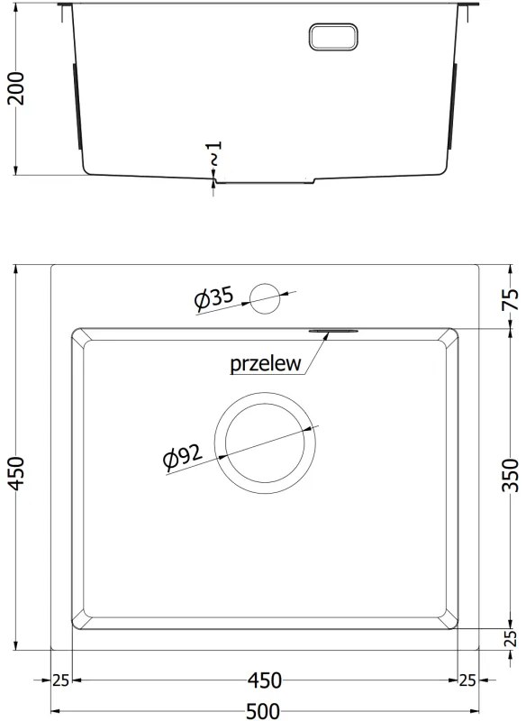 Mexen Solix, 1-komorový nerezový drez 500 x 450 mm, brúsená zlatá, vzor voština, 6402501000-55HC