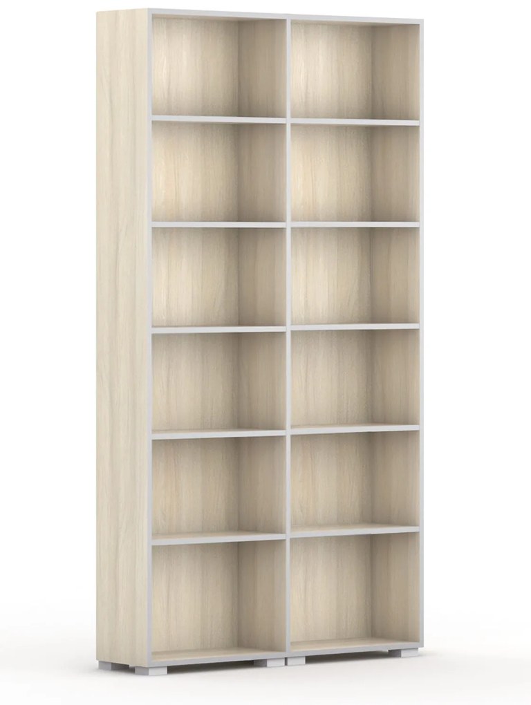 Knižnica SILVER LINE, 2 stĺpce, 2230 x 1200 x 400 mm, dub prírodný